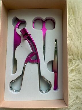 Pink Eyelash Curler & Lash Tool Set - Beauty Accessories